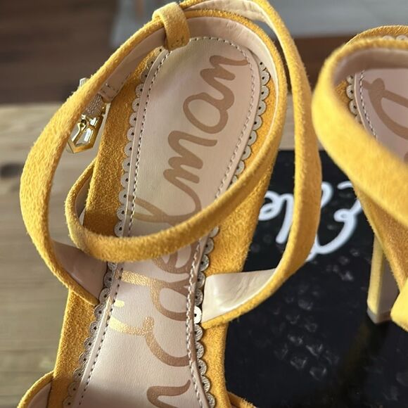 Sam Edelman Aly Ankle Strap Heel Yellow Suede NEW in Box - Picture 9 of 10